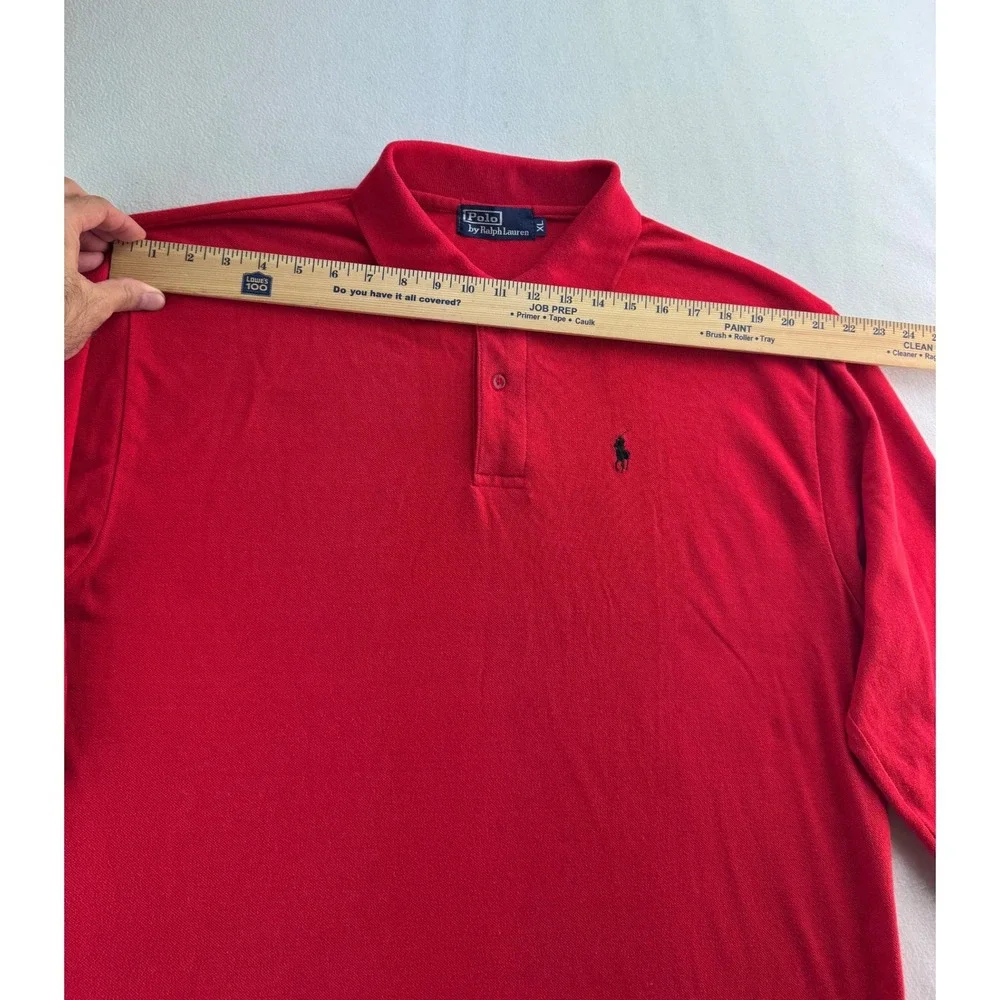 Polo Ralph Lauren Men Long Sleeve Red Classic Fit‎ Polo Shirt XL
